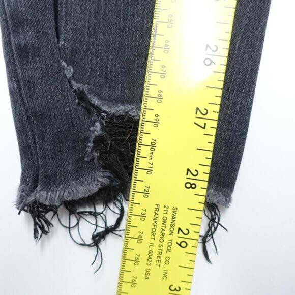 American Eagle Outfitters Jeans Women's 4 Black‎ Denim Distressed Frayed Zip Fly - Picture 7 of 9